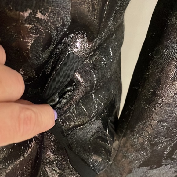 ELIE TAHARI Tessa jacket wool metallic black shinny snap front down scoop neck 4 - Picture 12 of 17